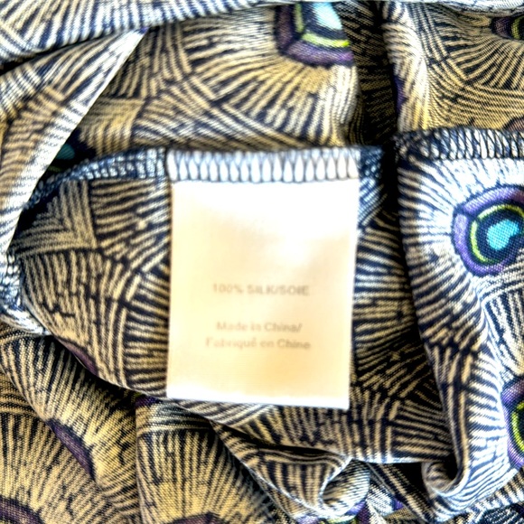 Tory Burch Theona Peacock Print Silk Wrap Dress - Picture 7 of 7